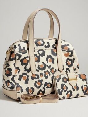 Fossil Leopard Bag & Wallet Set